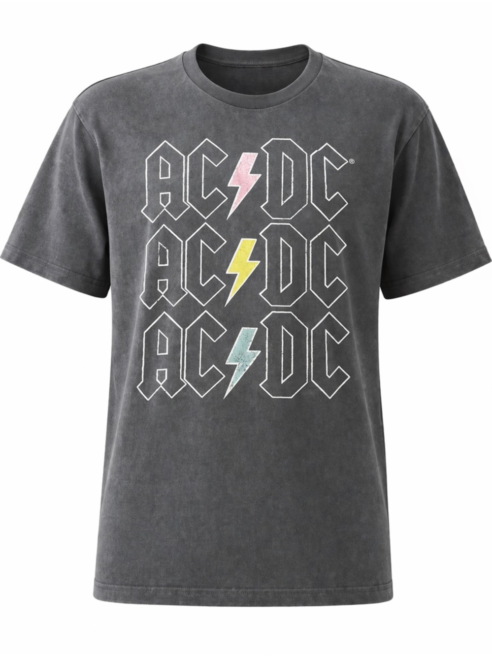 Women’s AC/DC Graphic Band Tee Gray Lightning Bolt Rock T-Shirt XXL 1X